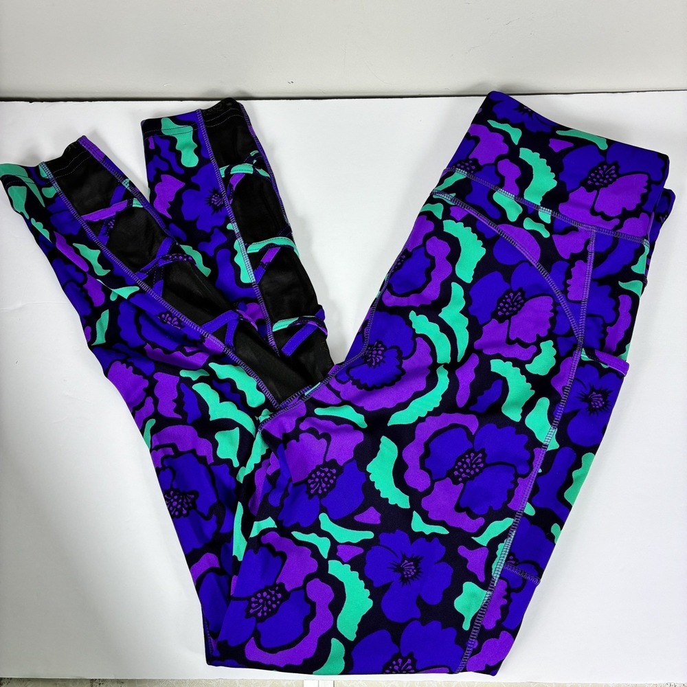 POP Fit Leggings Women's XL Purple High Waisted Activewear Yoga Pockets NEW